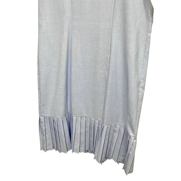 Vintage 80s ILGWU Manikin Woven Charleston Blue & White Pleated Trim Dress - Picture 11 of 13